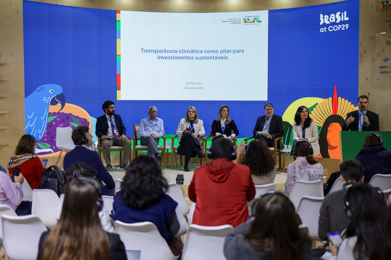 Painel realizado no Pavilhão Brasil durante a COP29 - Foto: Apex Brasil